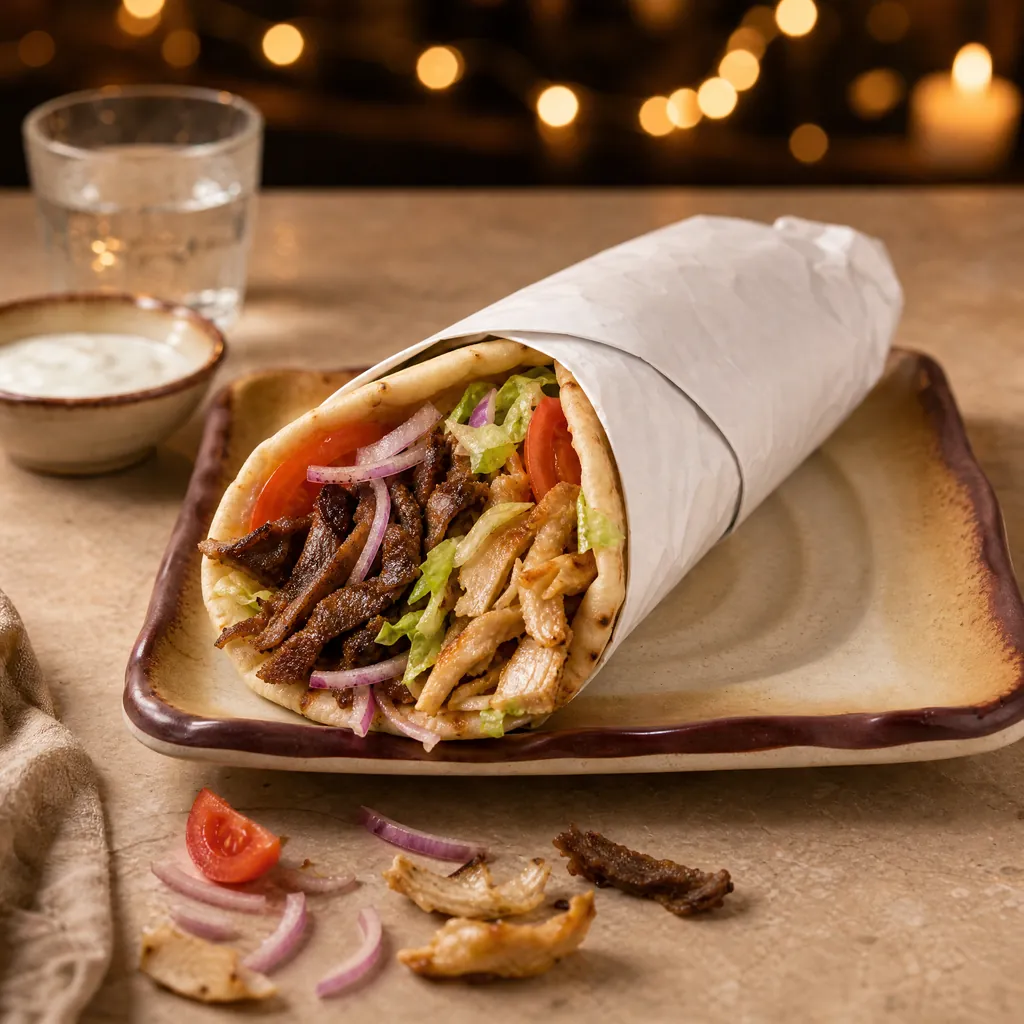 Mixed kebab wrap at Smoke & Dough