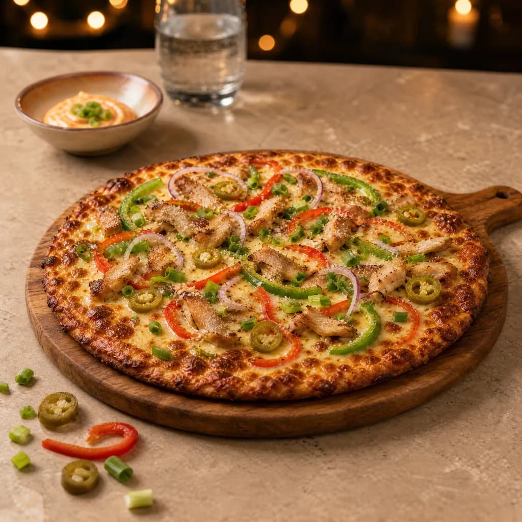 Smoky Hot Chicky pizza at Smoke & Dough
